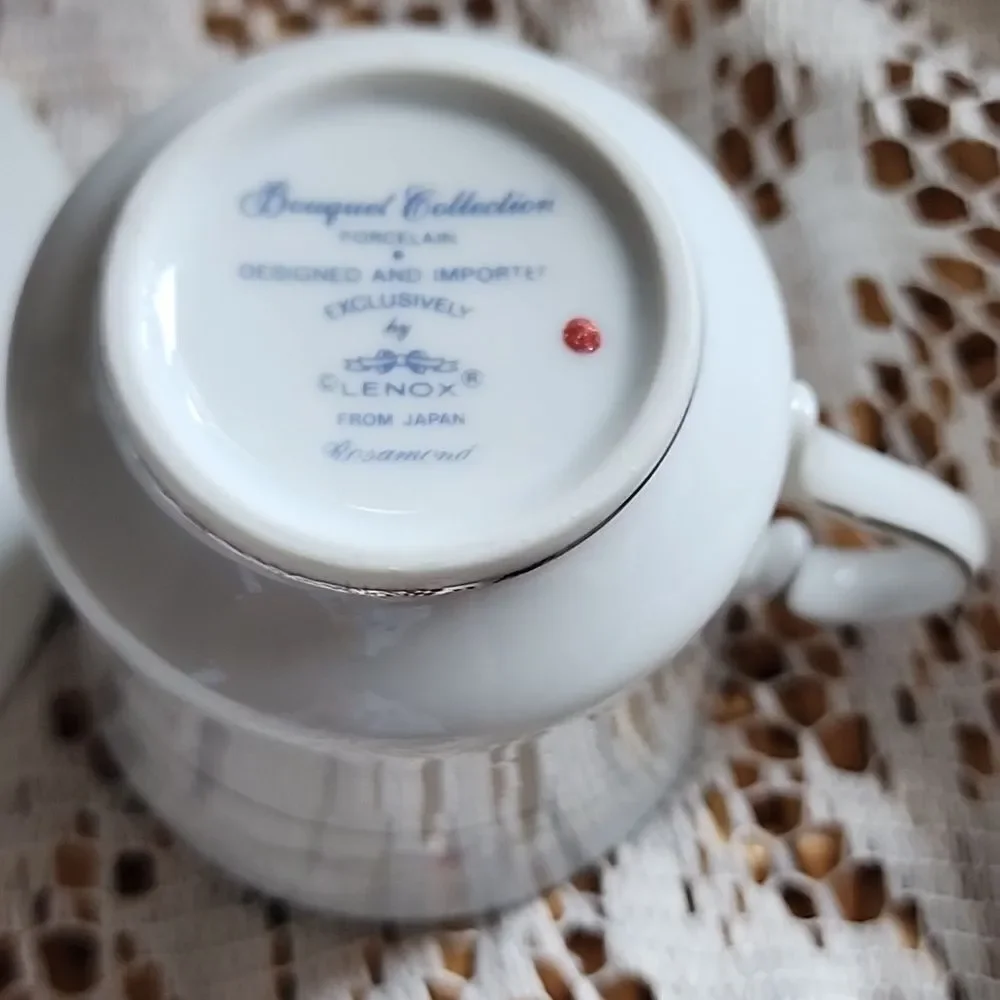 Vintage Lenox Bouquet Collection Teacup & Saucer Doves & Florals
